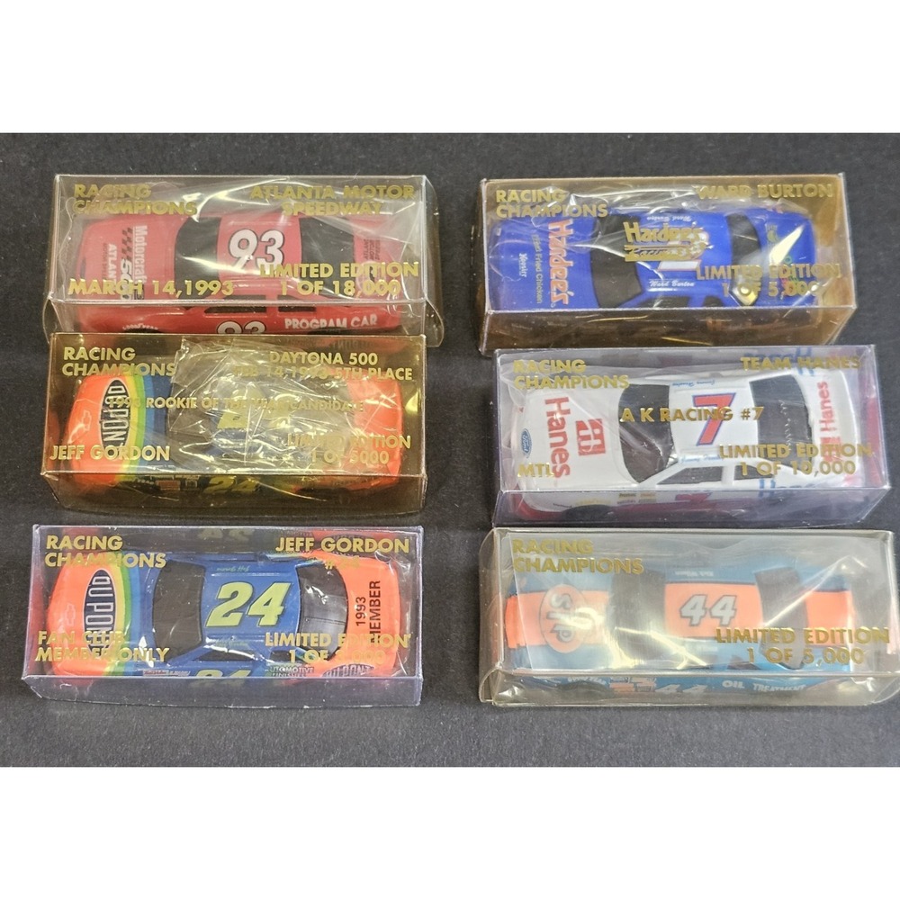1993 Racing Champions‎ Lot of 6 Cars 1/64 #'s 7, 2, 24, 24, 93, & 44
